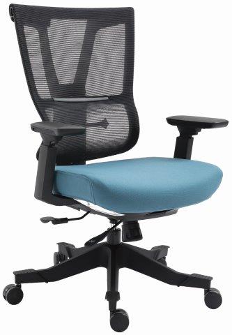 EM5325-BLK NEW MOOV Series with Black Frame and with Back Angle Movement with 4D Arms Lumbar Support with Mesh Back and Black Fabric Molded Seat