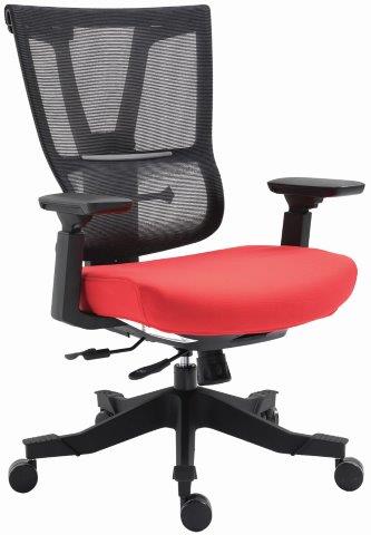 EM5325-BLK NEW MOOV Series with Black Frame and with Back Angle Movement with 4D Arms Lumbar Support with Mesh Back and Black Fabric Molded Seat